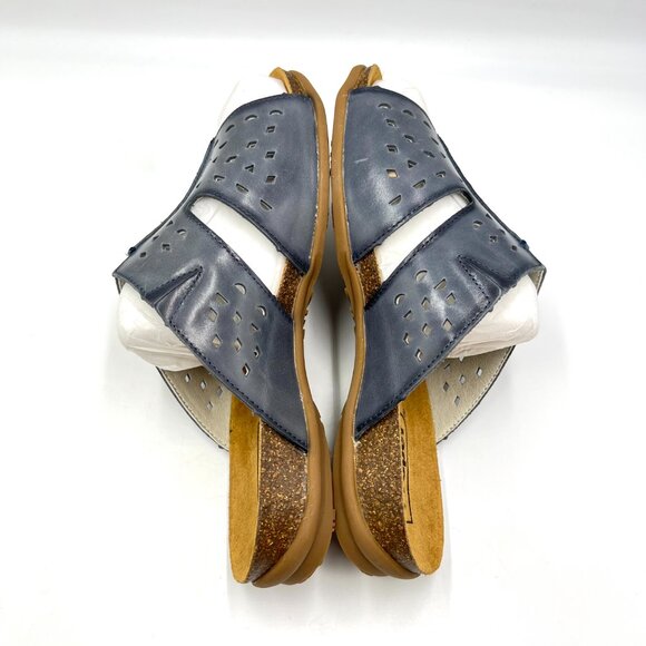9D 9W 9 WIDE WIDTH Propet Fionna Blue Lasercut Leather Comfort Sandals Shoes - Picture 8 of 14